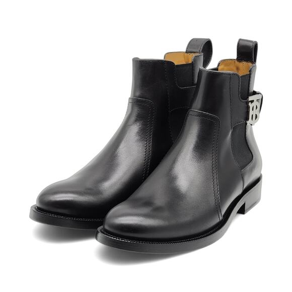 Burberry Luke TB Monogram Buckle Leather Chelsea Boot in Black 40 $1050 - Picture 2 of 10